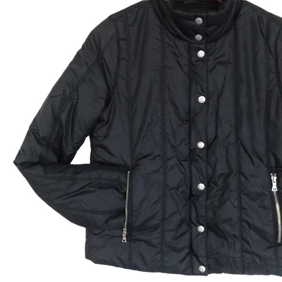 Guess Black Long Sleeve Snap Zip Closure Fleece Lined Puffer Jacket - Picture 3 of 13